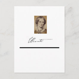 Cartão Postal Retrato e assinatura de Charlotte Brontë
