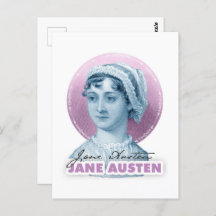Retrato e assinatura de Jane Austen rosa