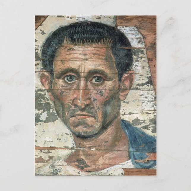 Cartão Postal Retrato fayum de um homem num manto azul, (Frente)