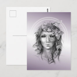 Cartão Postal Retrato feminino com fantasia de fantasia escura d