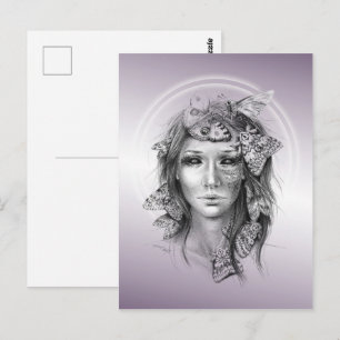 Cartão Postal Retrato feminino com fantasia de fantasia escura d