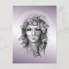 Cartão Postal Retrato feminino com fantasia de fantasia escura d