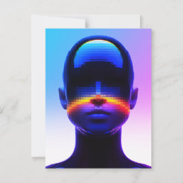 Cartão Postal Retrato Futurista em Pixel Art – Abstrato Digital