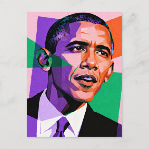 Cartão Postal Retrato Geométrico Moderno de Barack Obama
