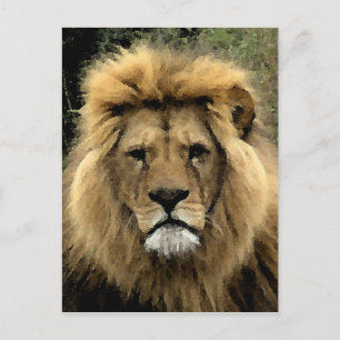 Cartão Postal Retrato Lion Watercolor