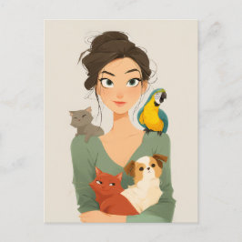 Cartão Postal Retrato Louco de Pet Lover