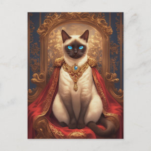 Cartão Postal Retrato Majestoso do Gato Siames Real