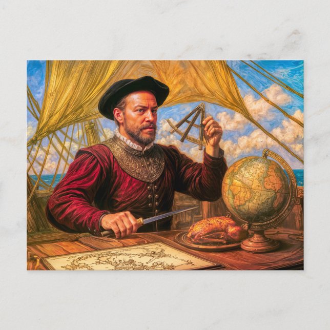 Cartão Postal Retrato Marítimo de Sir Francis Drake (Frente)