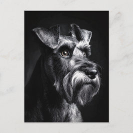 Cartão Postal Retrato Monocromático de Schnauzer