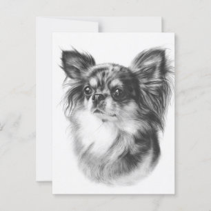 Cartão Postal Retrato Pintado Mão de Chihuahua Pet