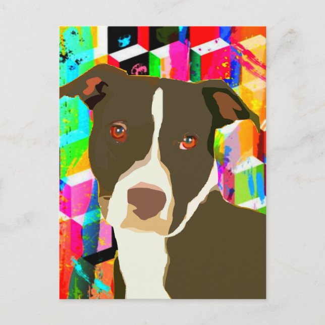 Cartão Postal Retrato Pitbull Pop Art (Frente)