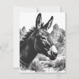 Cartão Postal Retrato preto e branco de burro no sudoeste