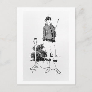 Cartão Postal Retrato próprio colado a um Herm (gravação) (b&