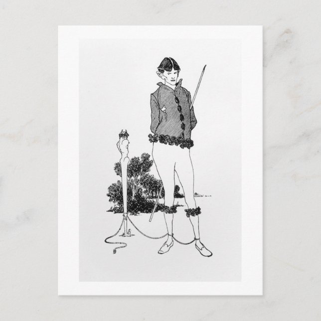 Cartão Postal Retrato próprio colado a um Herm (gravação) (b&w f (Frente)