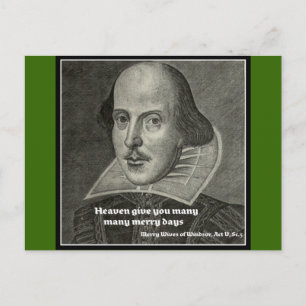 CARTÃO POSTAL RETRATO SHAKESPEARE COM COTAÇÃO