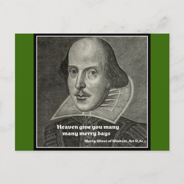 CARTÃO POSTAL RETRATO SHAKESPEARE COM COTAÇÃO (Frente)