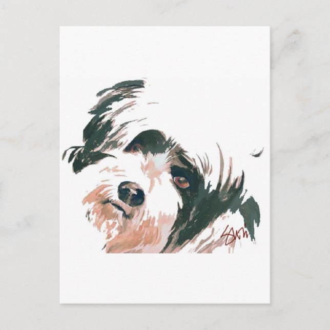 Cartão Postal Retrato Terrier tibetano (Frente)