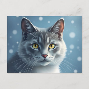 Cartão Postal Retrato Tranquilo do Azul Russo com Azuis Suaves