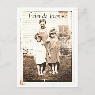 Cartão Postal Retrato Vintage de Irmãos e Irmãs
