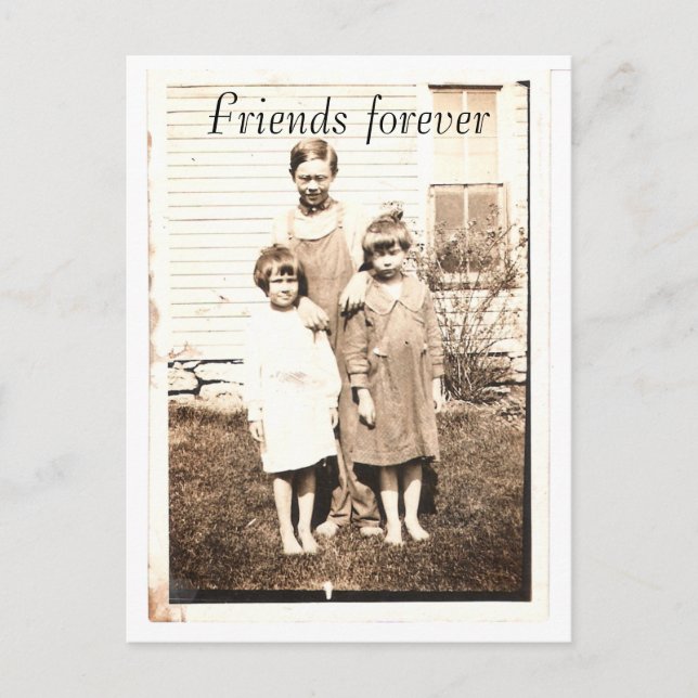 Cartão Postal Retrato Vintage de Irmãos e Irmãs (Frente)