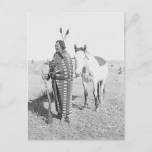 Cartão Postal Retrato Vintage Indiano Nativo Americano