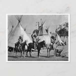 Cartão Postal Retrato Vintage Indiano Nativo Americano