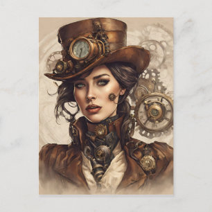 Cartão Postal Retrato vitoriano Steampunk de uma mulher