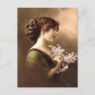 Cartão Postal Retratos Antigos e Ilustrações Vintage de Mulheres