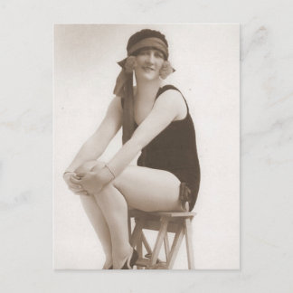 Cartão Postal Retratos da Vintage Bathing Beauty Flapper Girl