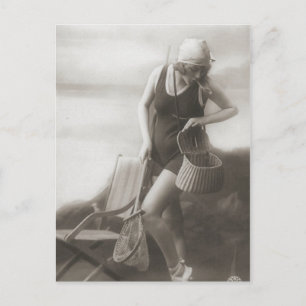 Cartão Postal Retratos da Vintage Bathing Beauty Flapper Girl