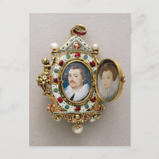 Cartão Postal Retratos de homem e mulher desconhecidos, c.1590 (Frente)