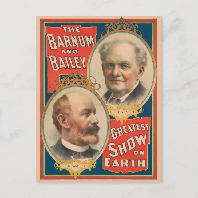 Cartão Postal Retratos De P.T. Barnum E J.A. Bailey (Frente)