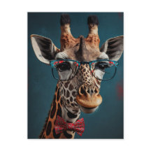 Retratos engraçados de animais Hipster Girafa Funk