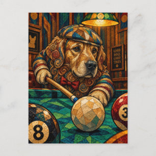 Cartão Postal Retriever Dourado, Mosaico Geométrico