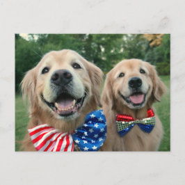 Cartão Postal Retrievers de ouro em Gravatas do Arco do Dia da I
