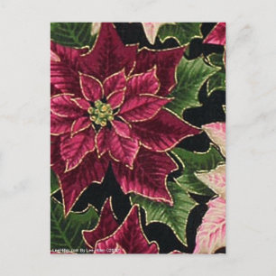 Cartão Postal Retro 50s Poinsettia Burgundy Pink
