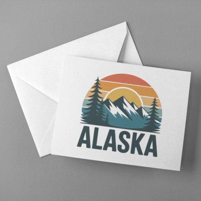 Cartão Postal Retro Alaska Sunset Adventure  (Retro Alaska Sunset Adventure Postcard)