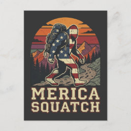 Cartão Postal Retro Americano Pé Grande Sasquatch Natureza 