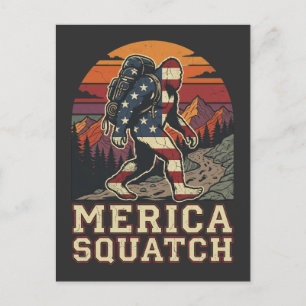 Cartão Postal Retro Americano Pé Grande Sasquatch Natureza