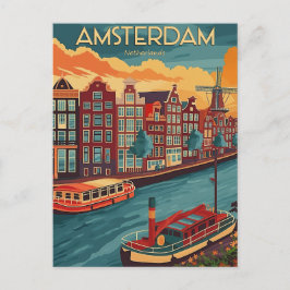 Cartão Postal Retro Amsterdam, Países Baixos