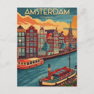 Cartão Postal Retro Amsterdam, Países Baixos