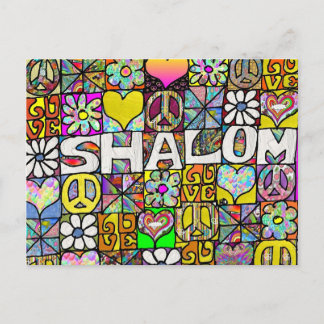 Cartão Postal Retro anos 60 Psicodélico Shalom AMOR