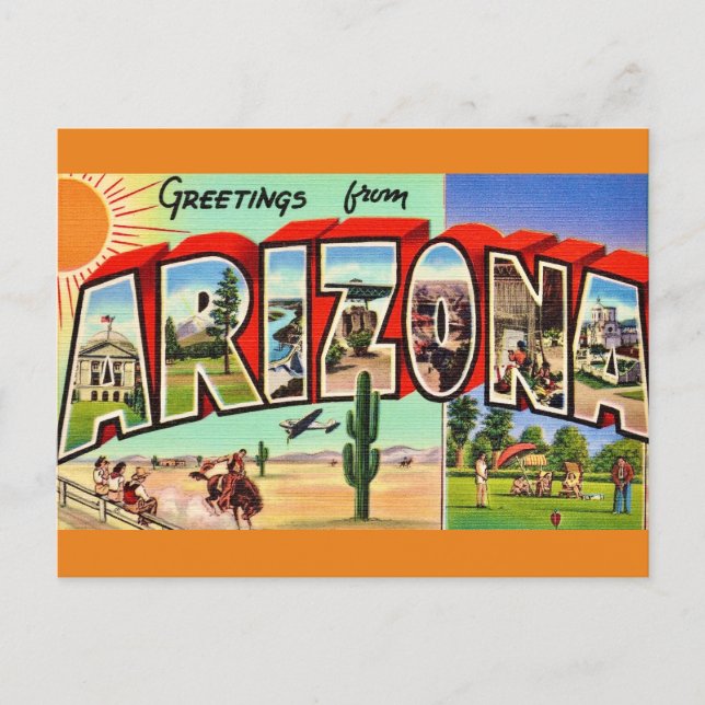 Cartão Postal Retro Arizona Postcard (Frente)