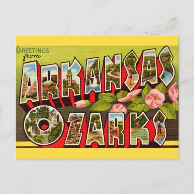  Cartão postal retro Arkansas Ozarks  (Frente)