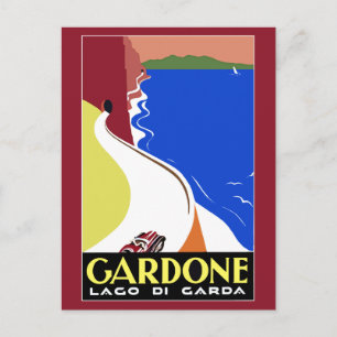 Cartão Postal Retro Art Deco Gardone Riviera viagem italiano