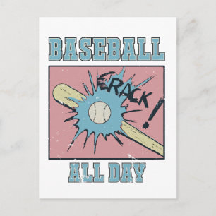 Cartão Postal Retro Baseball Player Quote - Baseball All Day