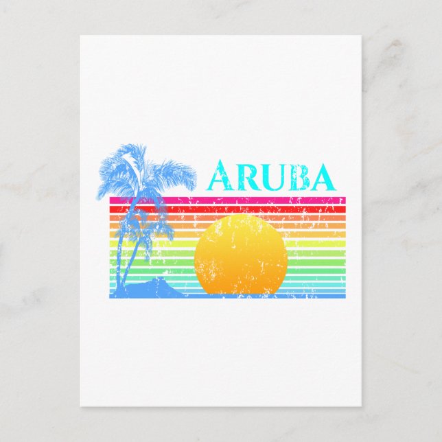 Cartão Postal Retro Beach Aruba Sunset (Frente)