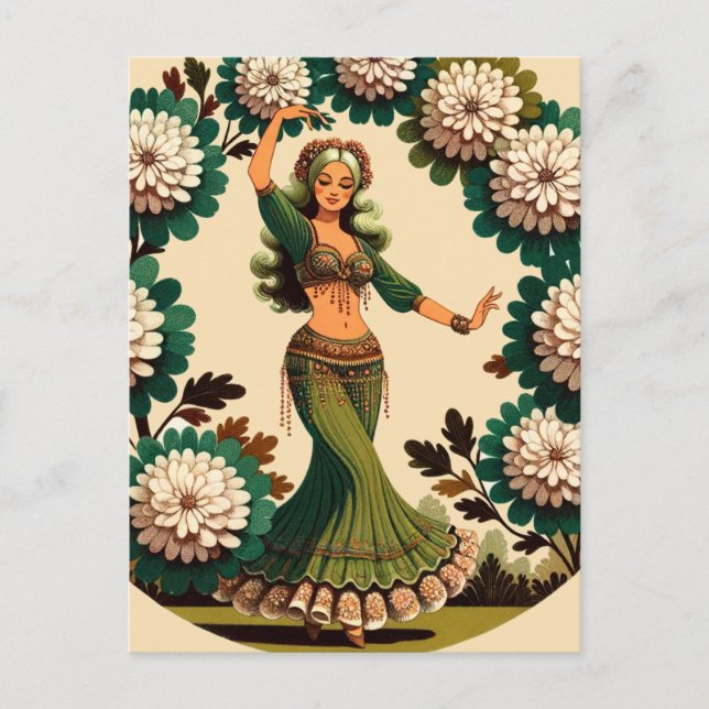 Cartão Postal Retro Belly Dancer (Frente)