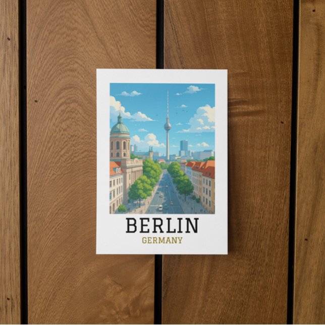 Cartão Postal Retro Berlin Skyline TV Tower Skyline View (Retro Berlin Skyline TV Tower Skyline View Postcard)