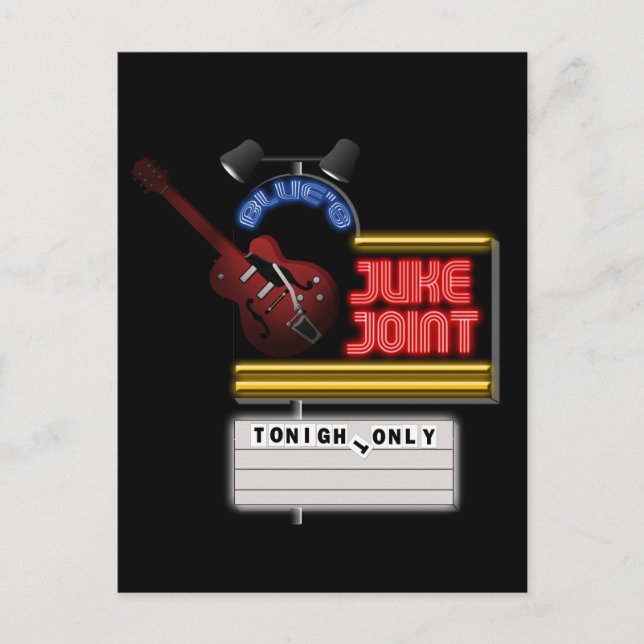 Cartão Postal Retro Blues Juke Joint (Frente)
